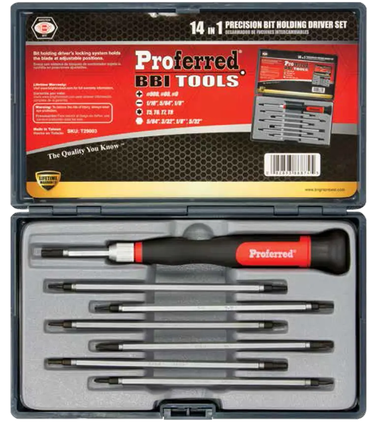 14-in-1 Precision Bit Driver Set – Miniature Hex and Torx Drivers for Electronics and Small Assemblies
