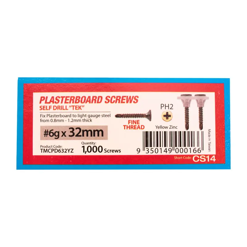 32mm x 6g Fine Self-Drilling Collated Screws – 1000-Count (TMCPD632YZ)