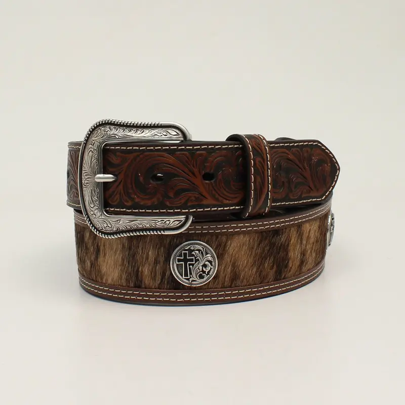 3D Belt Co. Men’s Calfskin Belt with Classic Cross Concho Design