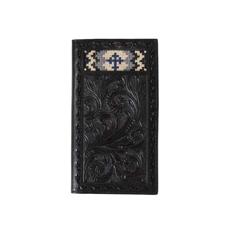 3D Floral Cross-Embroidered Leather Wallet – Elegant Belt Rug Fabric Style (D250007201)