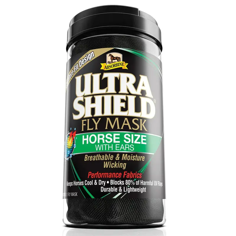 Absorbine Ultra Shield Performance Fly Mask for Horses – Includes Ear Protection
