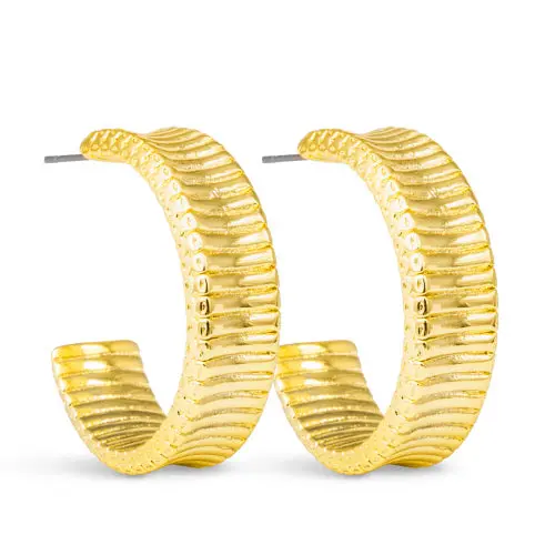 Amanda Blu Gold Kennedy Ribbed Hoop Earrings