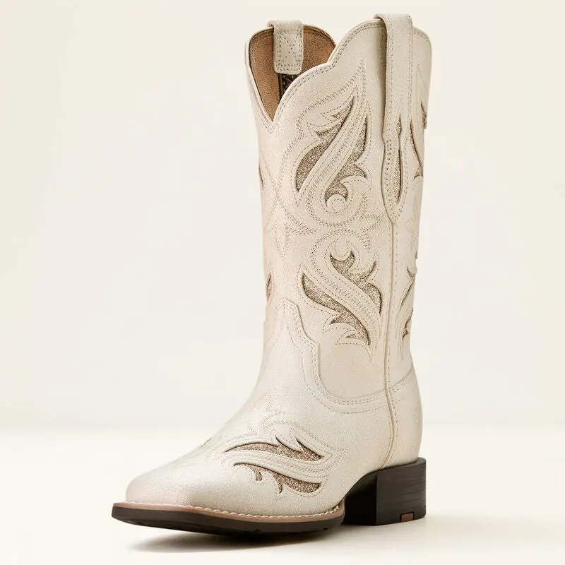Ariat Round Up Bliss Boot – Distressed Ivory with Square Toe