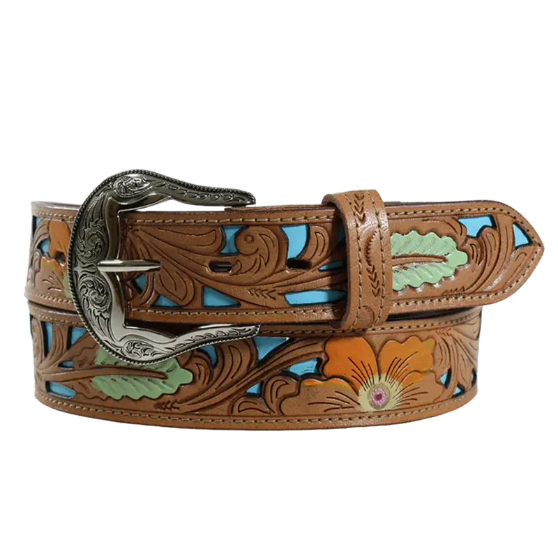 Ariat Women’s Hand-Painted Floral Tan Leather Belt (A1590308)