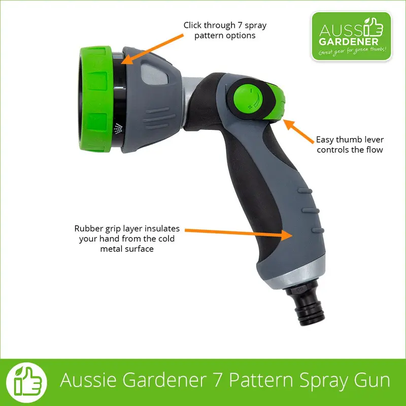 Aussie Gardener Adjustable Hose Spray Gun – Multi-Setting Watering Nozzle