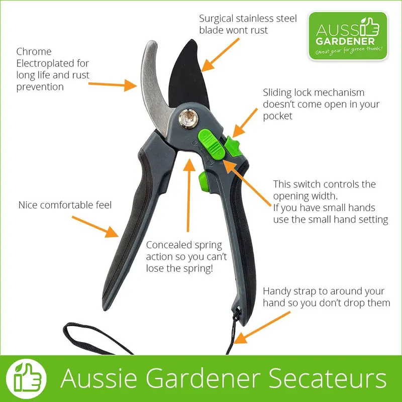 Aussie Gardener Premium Stainless Steel Secateurs
