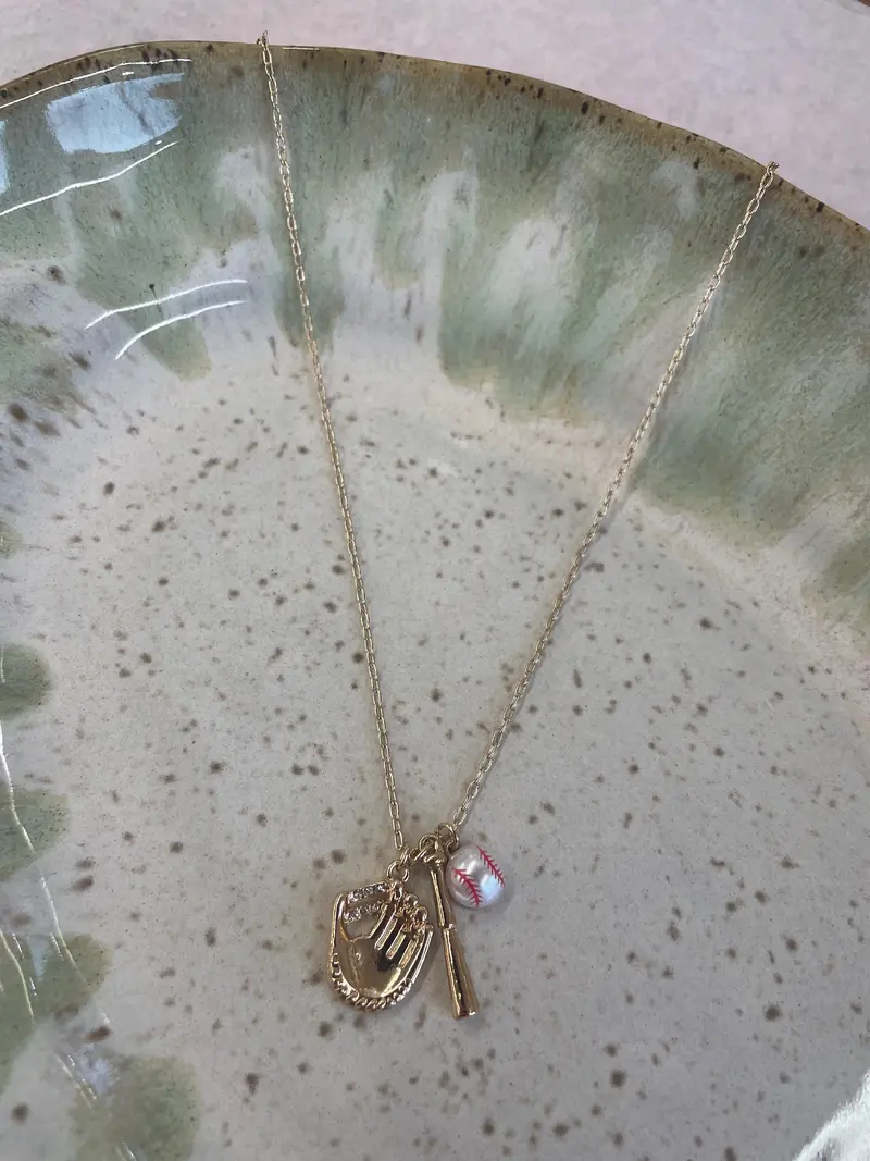 Baseball-Inspired Sports Pendant Necklace