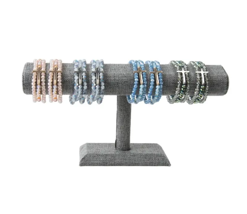 Beaded Cross Charm Bracelet Set