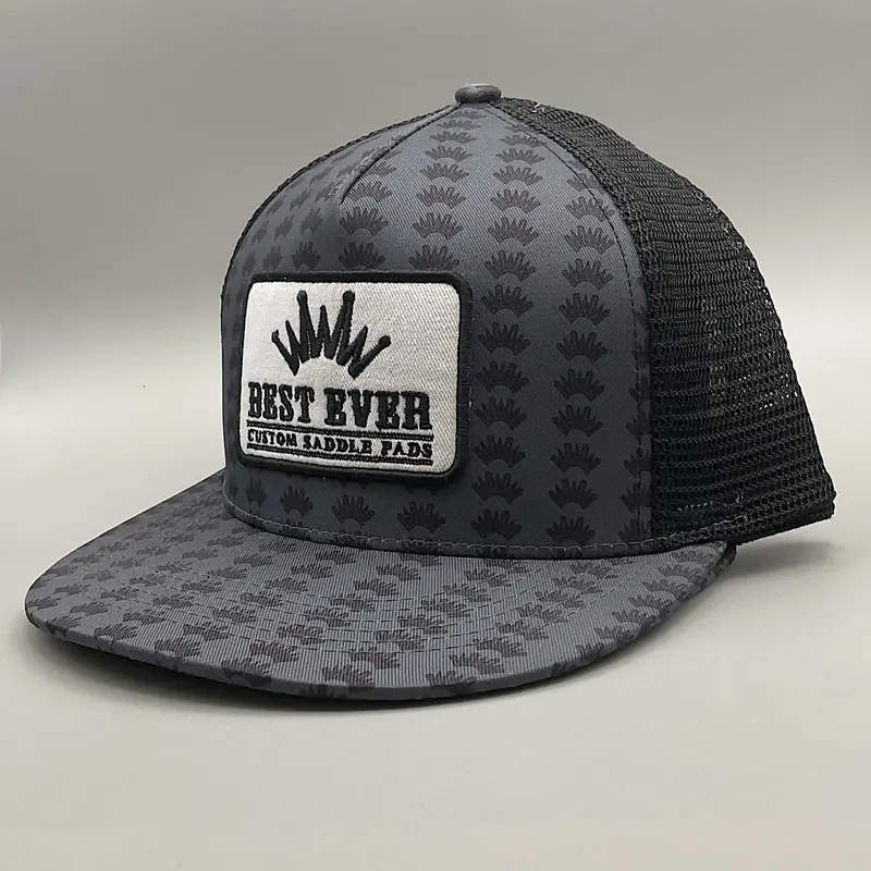 Best Ever Pads Grey Crown Print Baseball Cap for Men – Black with White Badge Snapback