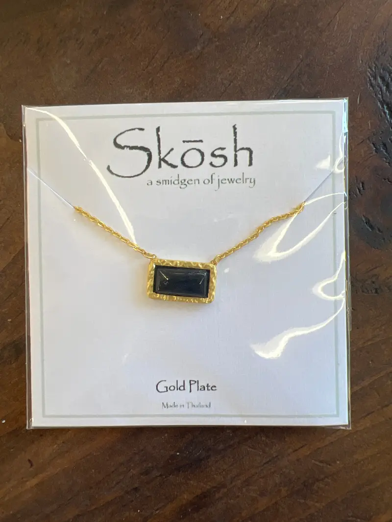 Black Druzy Quartz Stone Pendant Necklace
