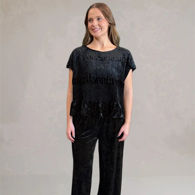 Black Velvet Pajama Set – Luxe Satin-Blend Matching Set