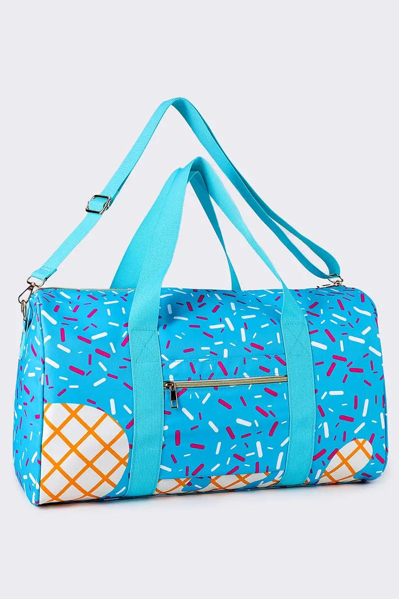 Blue Ice Cream Drip Canvas Duffle Bag
