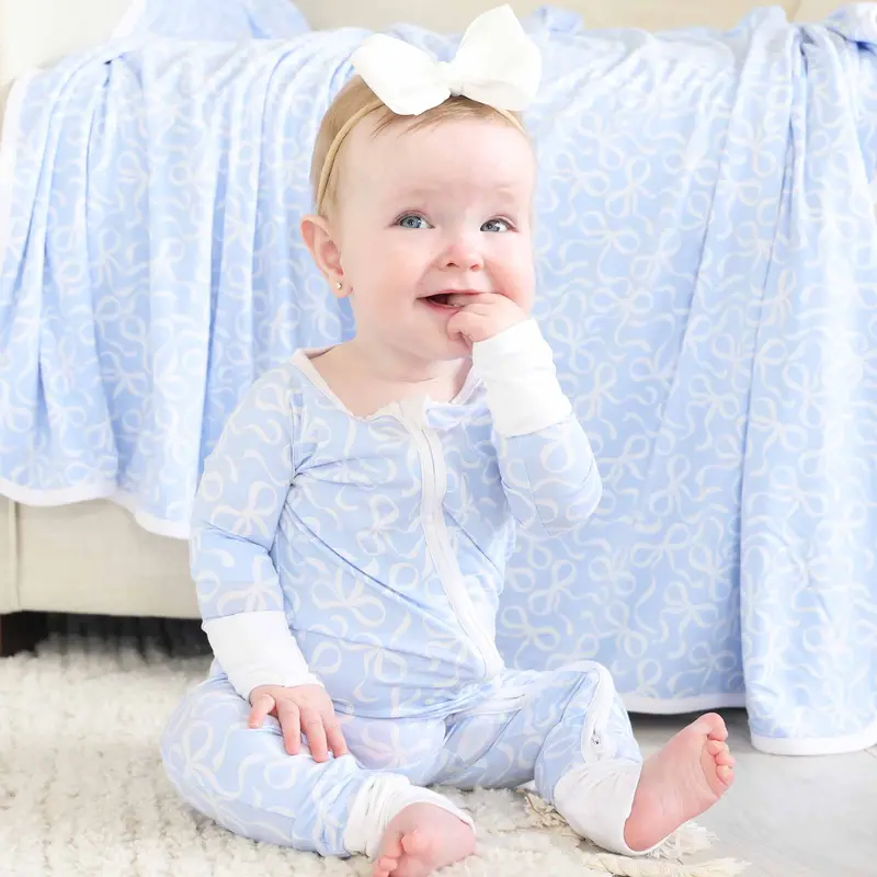 Blue-tiful Bows Convertible Zip Romper Set