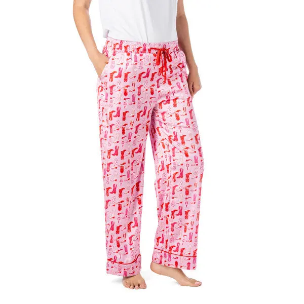 Boots and Bubbles Satin Pajama Pants – Matching Set