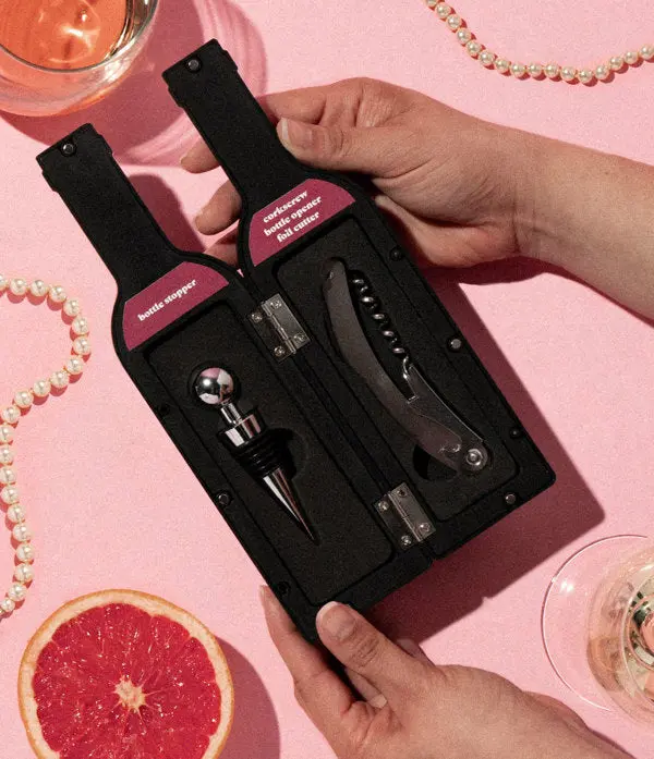 Bottle Service Premium Wine Accessory Kit – Corkscrew, Foil Cutter & Pourer