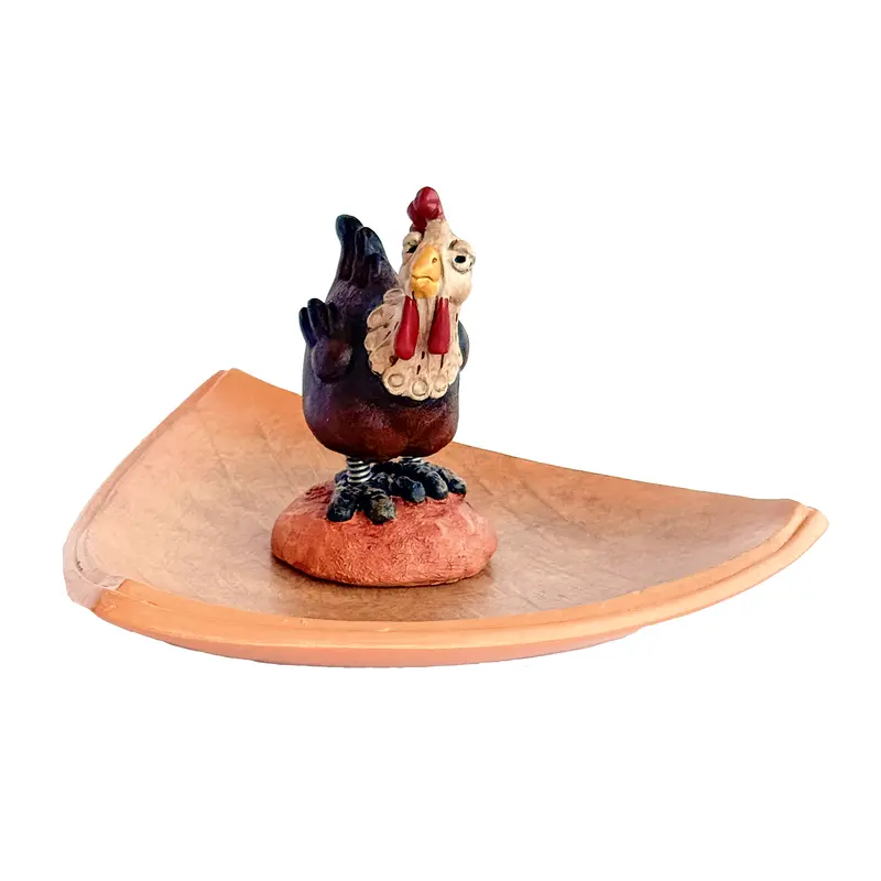 Brown Ceramic Chicken Keepsake Tray for Farmhouse Decor