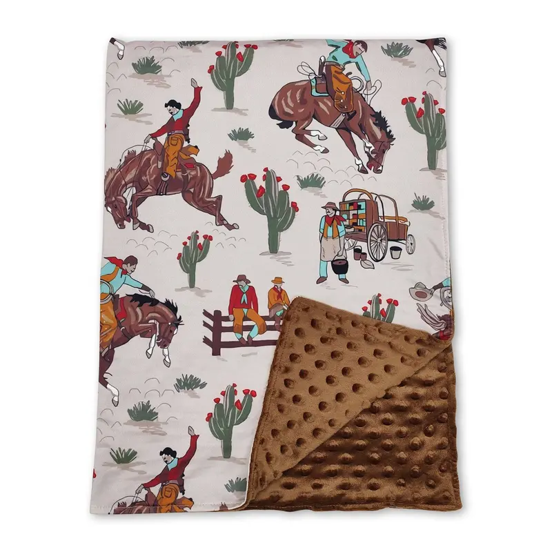 Brown Rodeo Cactus Pattern Western Blanket for Babies & Toddlers