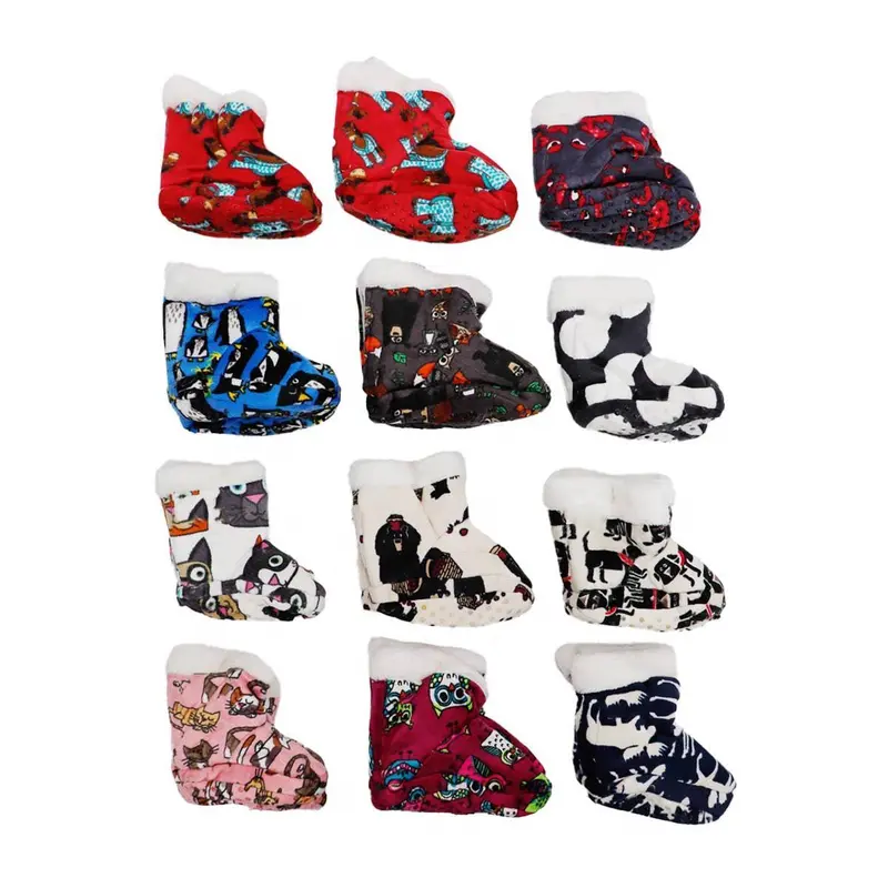 Cap Zone Baby Animal-Print Fuzzy Fleece Slipper Socks
