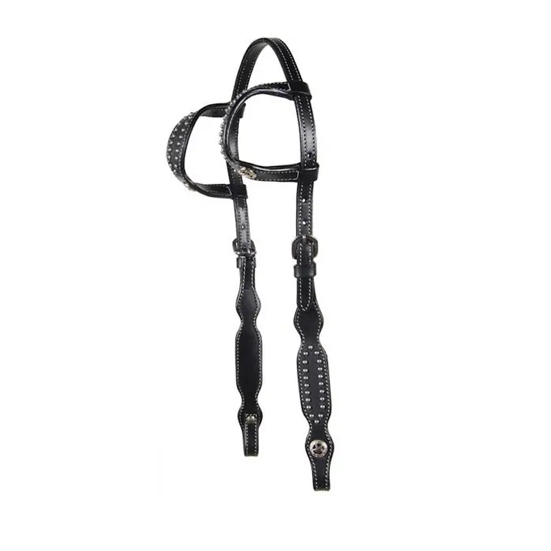 Cavalier Sierra Holland Studded Black Double-Ear Leather Headstall (Model 284011-6)