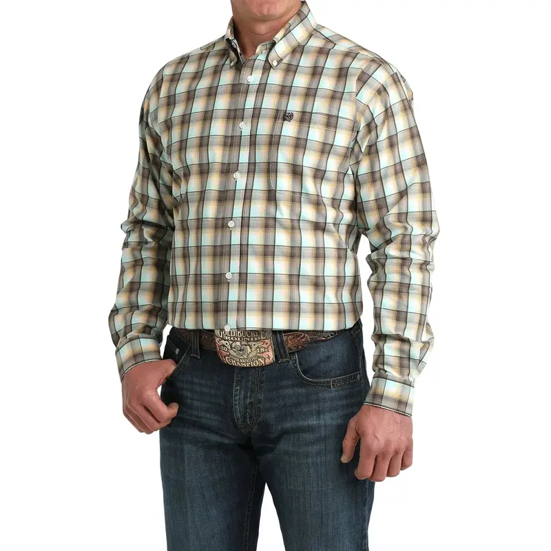 Cinch Men’s Plaid Ombre Western Button-Down Shirt – MTW1106067