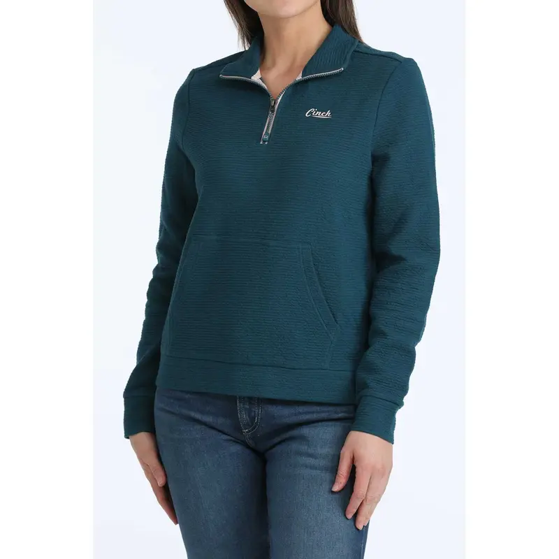 Cinch Womens Teal Quarter-Zip Outerwear Jacket