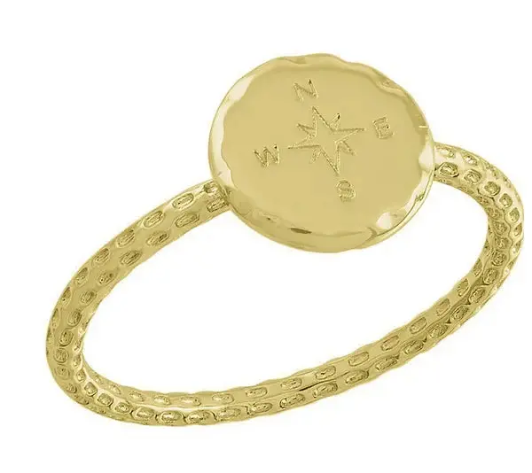 Compass Symbol Gold Navigation Ring