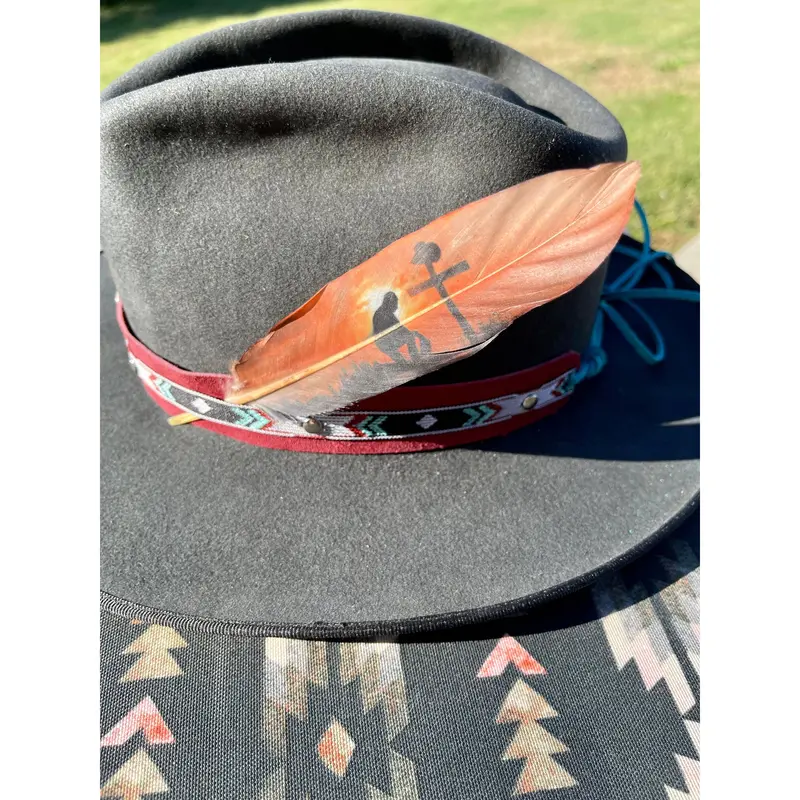 Cowboy Prayer Inspired Hat Feather Decoration