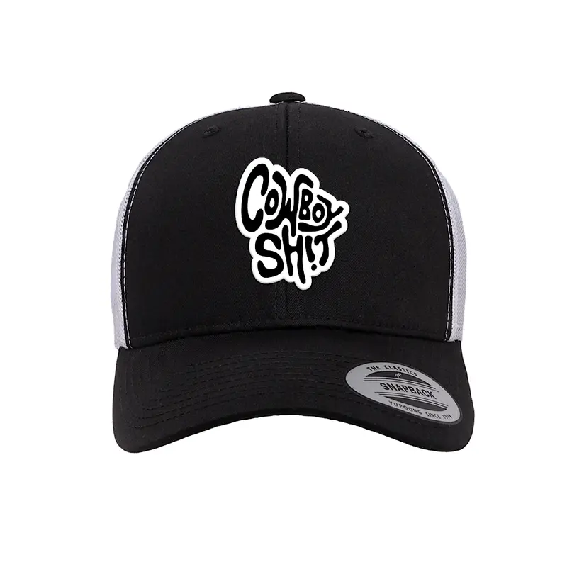 Cowboy Sh*t Black and White Soft-Structured Snapback Cap