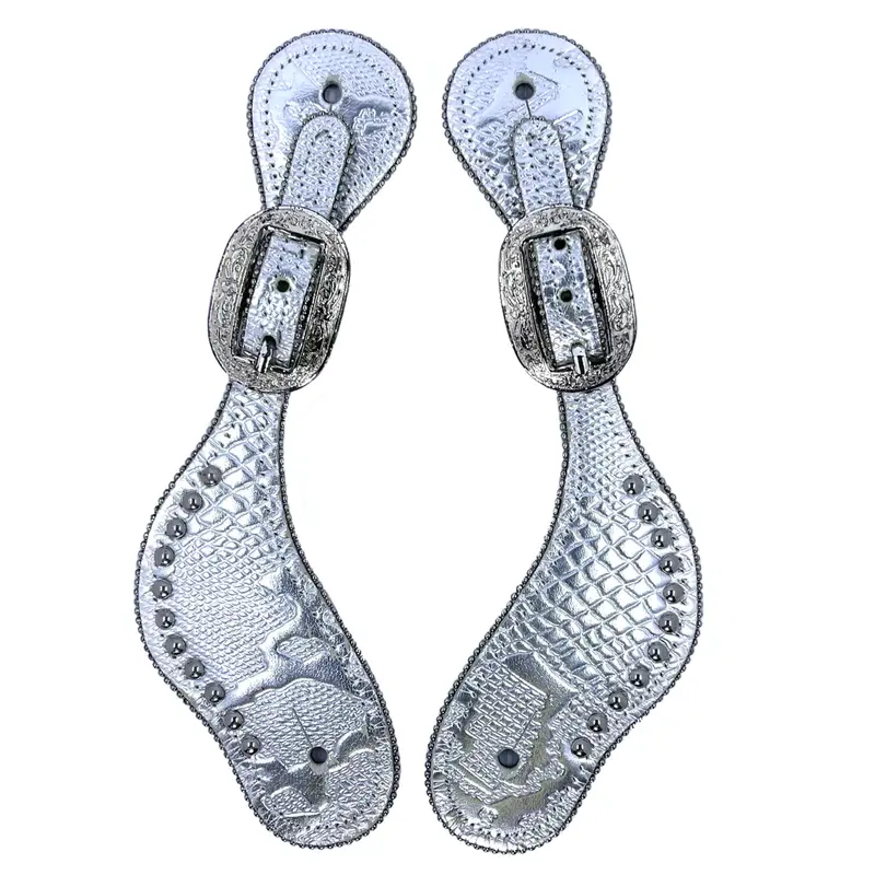 Dry Mist Silver Alligator-Print Tack Spur Straps
