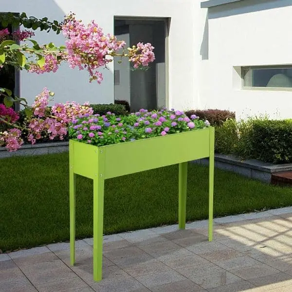 Elevated Rectangular Raised Garden Bed – Powder-Coated Green Steel Frame