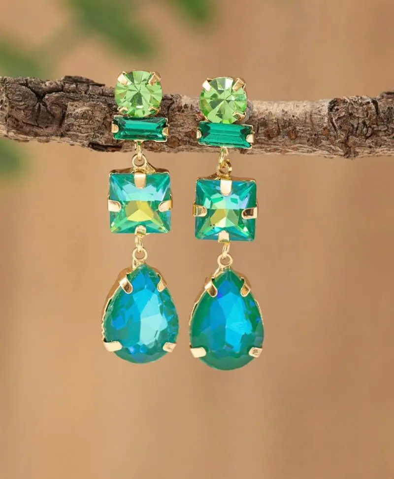 Emerald With Kick Color-Blocked Earrings