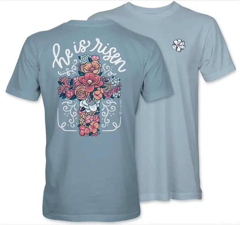 Floral Cross Design Cotton Tee