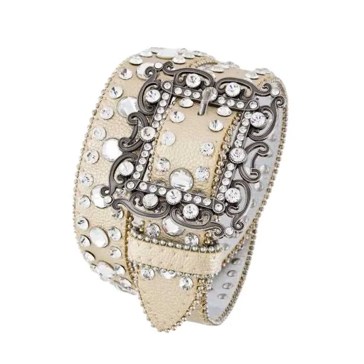 Floral Crystal Buckle Fashion Belt – Elegant Western Accent