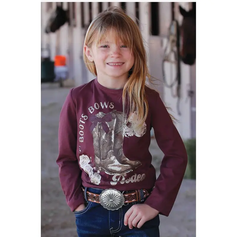 Girls’ ‘Boots, Bows, Rodeo’ Long Sleeve Cotton T-Shirt by Cruel Girl CTK8990008
