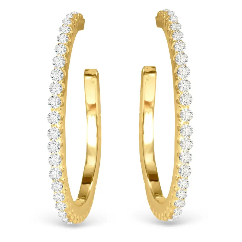 Gold Micro-Cubic Zirconia Hoop Earrings