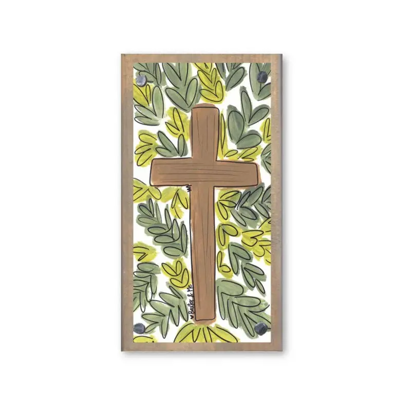 Greenery Cross Nature-Inspired Driftwood Accent