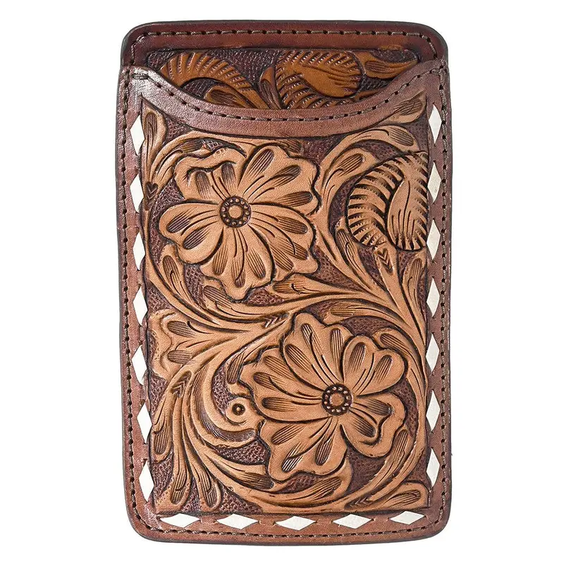 Hilason Floral-Tooled Genuine Leather Smartphone Holder for Western Riders