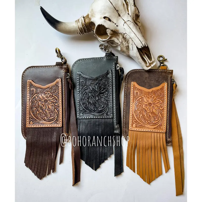 Kenzie Leather Western-Style Keychain ID Wallet