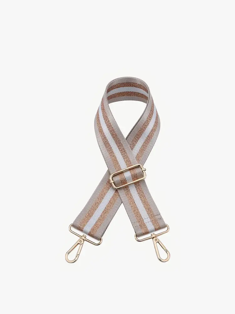 Khaki and Gold Striped Guitar Strap