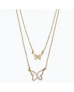 Layered Butterfly Pendant Necklace – Whimsical Tiered Design