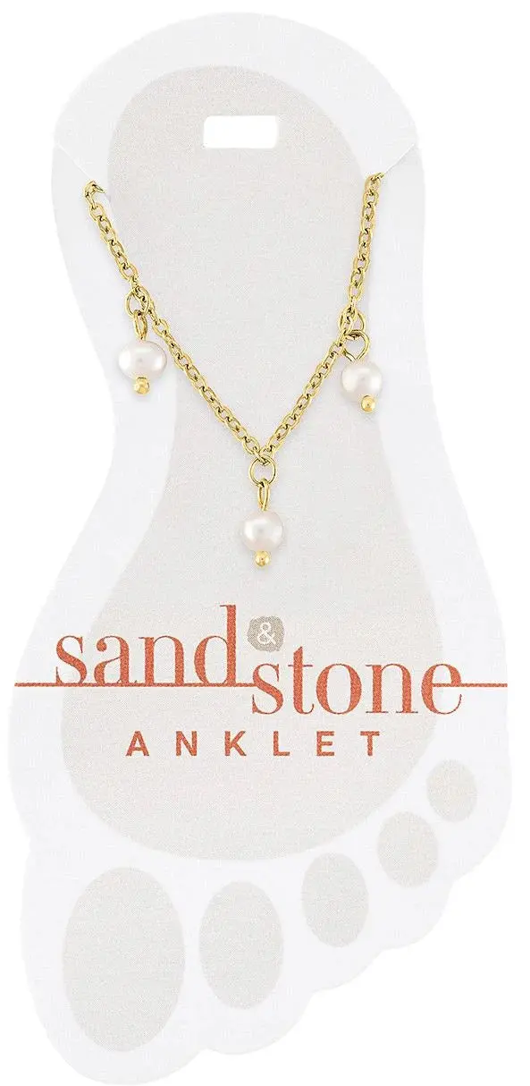 Layered Gold Multi-Pearl Dangling Anklet — Sand & Stone