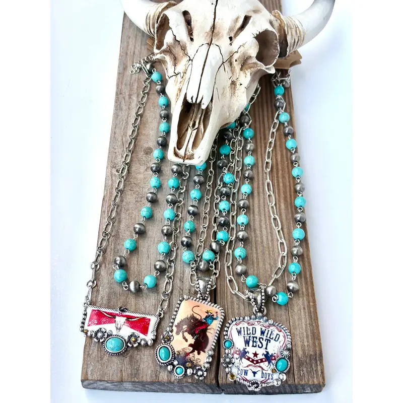 Layered Navajo Pearl and Turquoise Pendant Necklace