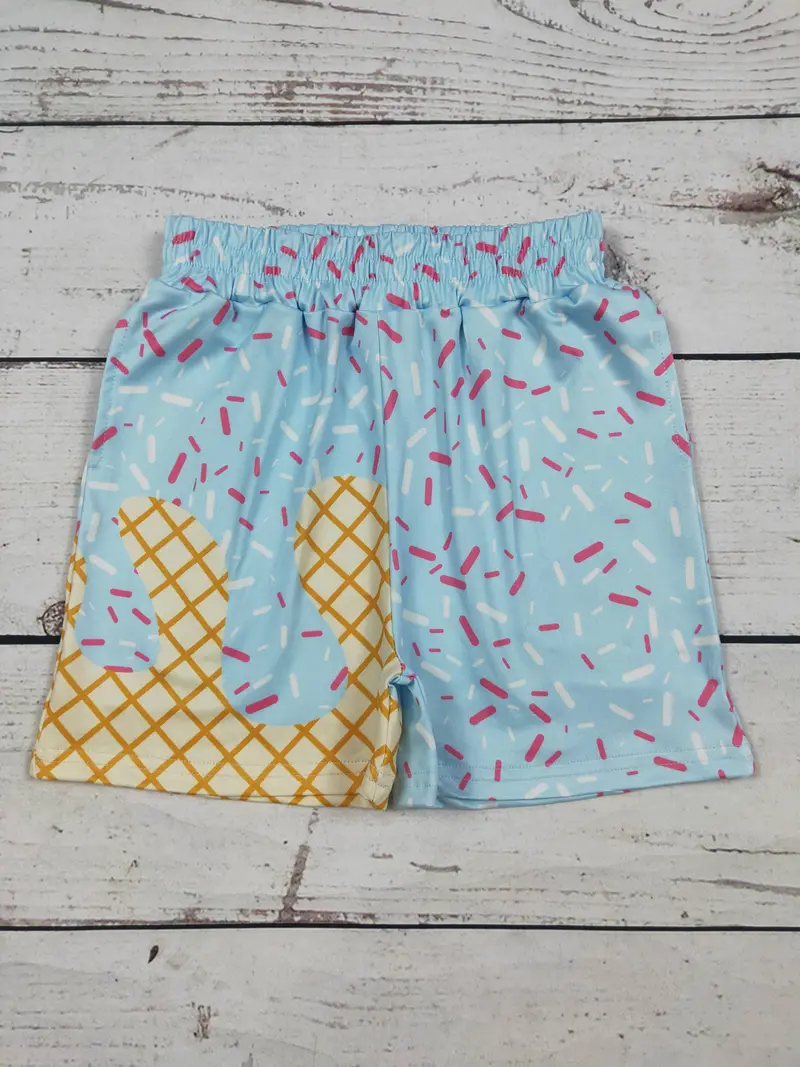 Light Blue Ice Cream Drip Shorts for Boys