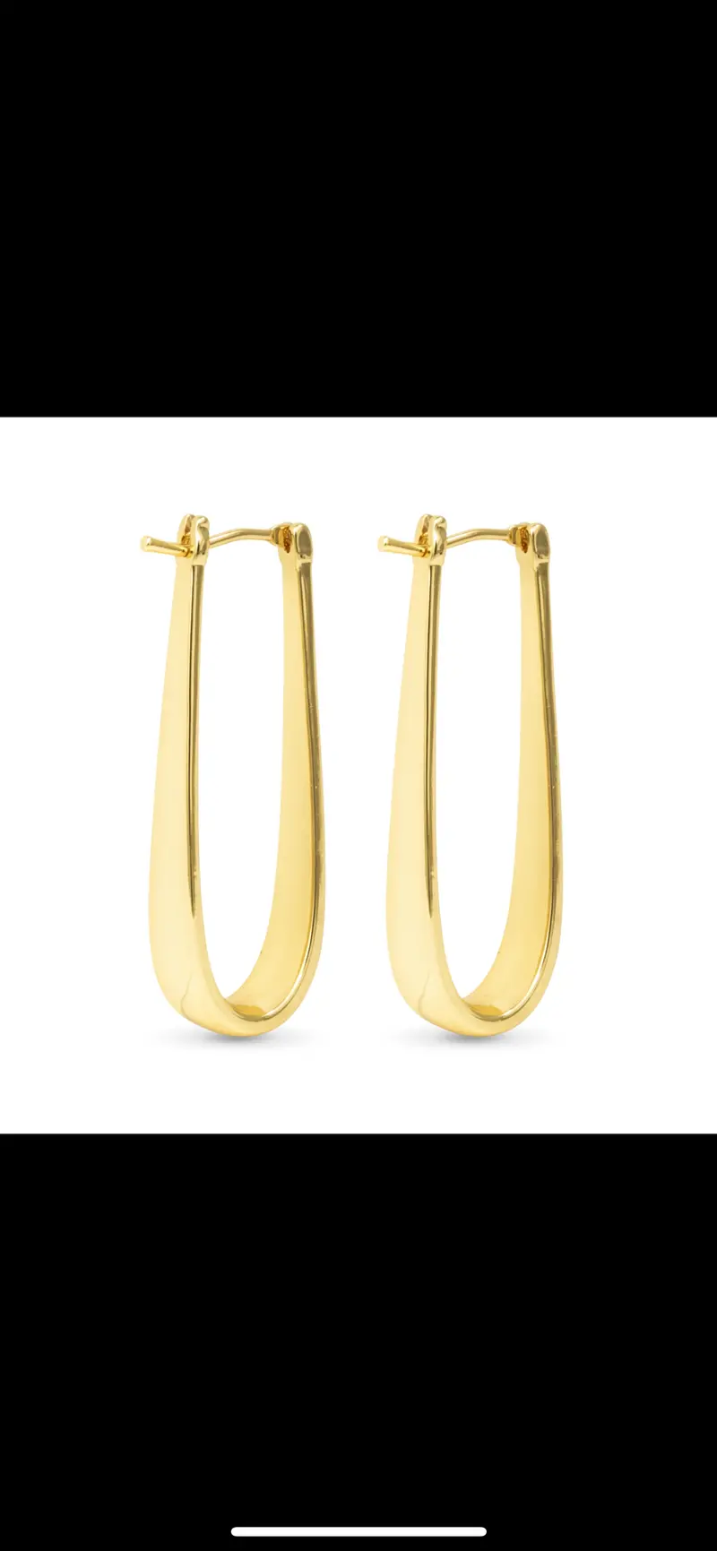 Lilly Polished Elongated Gold Hoop Earrings