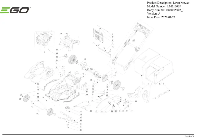 LM2130SP Version A Technical Parts Diagram