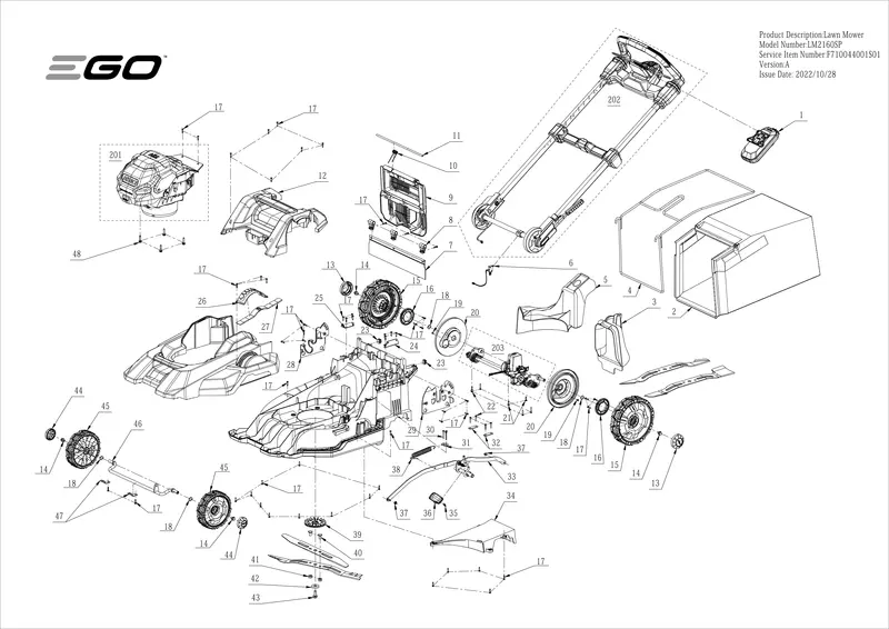 LM2160SP Self-Propelled Mower Parts Schematic