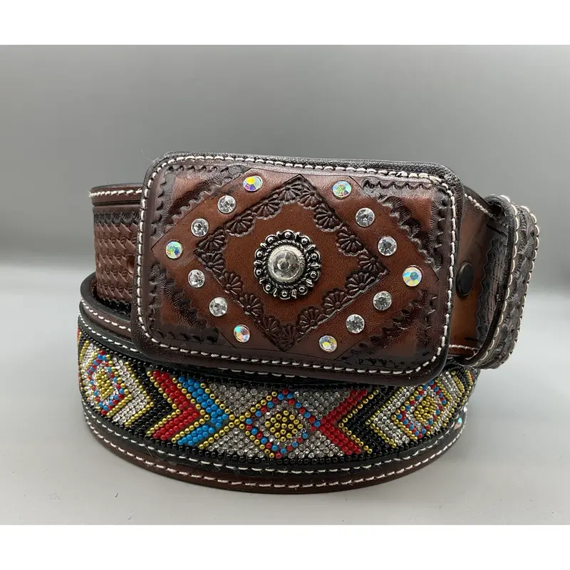 Lucky & Blessed Women’s Round Concho Belt with Rhinestone Accents