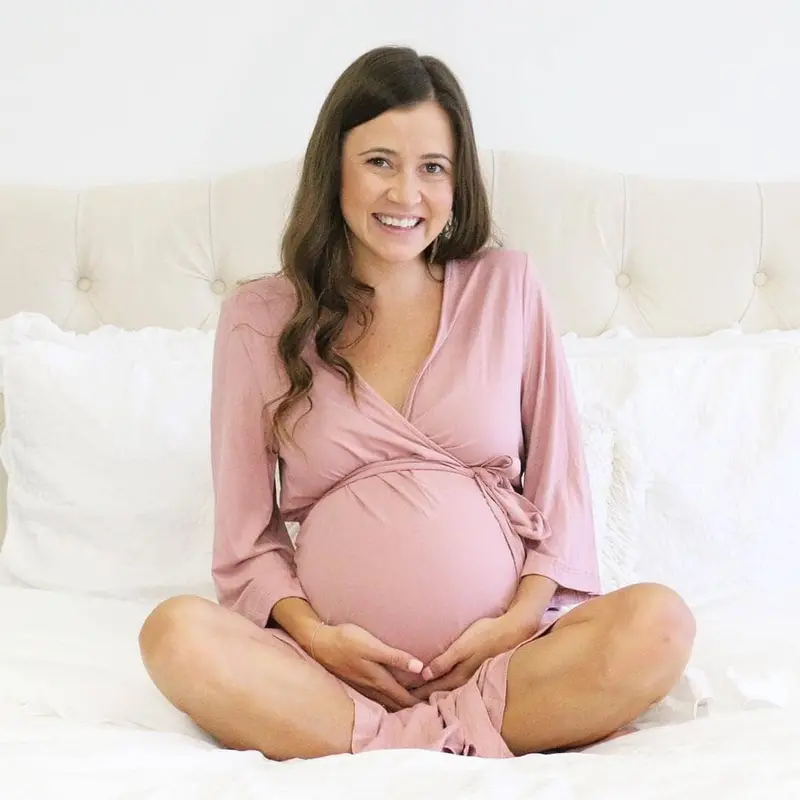 Mauve Bamboo Knit Maternity Robe