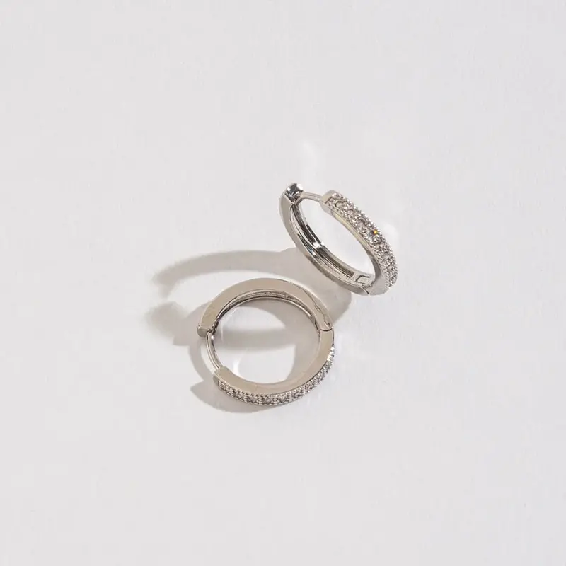 Medium Pave Hoop Earrings Subtle Shine for Daily Wear