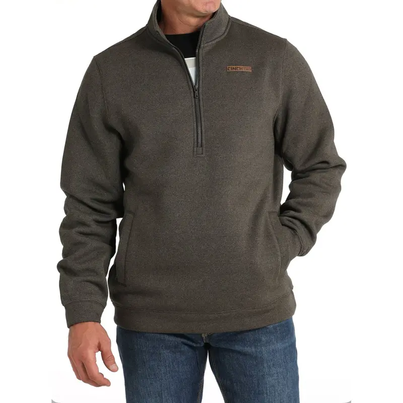 Men’s Brown Half-Zip Pullover Sweatshirt